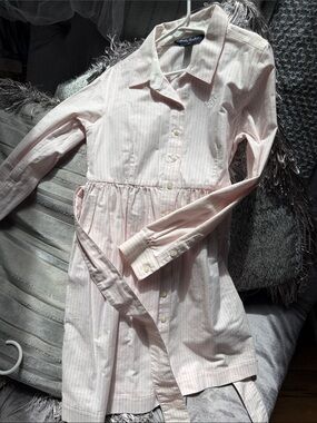 Brooks Brothers Girls Light Pink Striped Shirt Dress